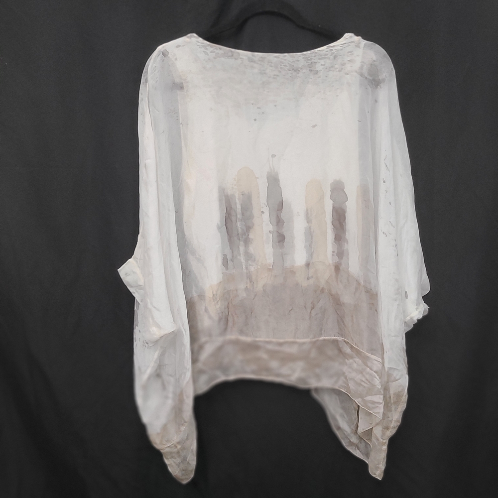 Tempo Paris Women's Size M 100% Silk SheerLace Top Embroidered Lined Boho - Picture 5 of 5